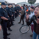 Kimalah Luguarre cries and yells at police officers during an anti-police-brutality march in Oakland, Calif., on Jan. 17, 2015. About 100 protesters disrupted traffic and chanted as they made their way to the Oakland Police Station, where at least five people were arrested.
Josh Edelson/AFP/Getty Images